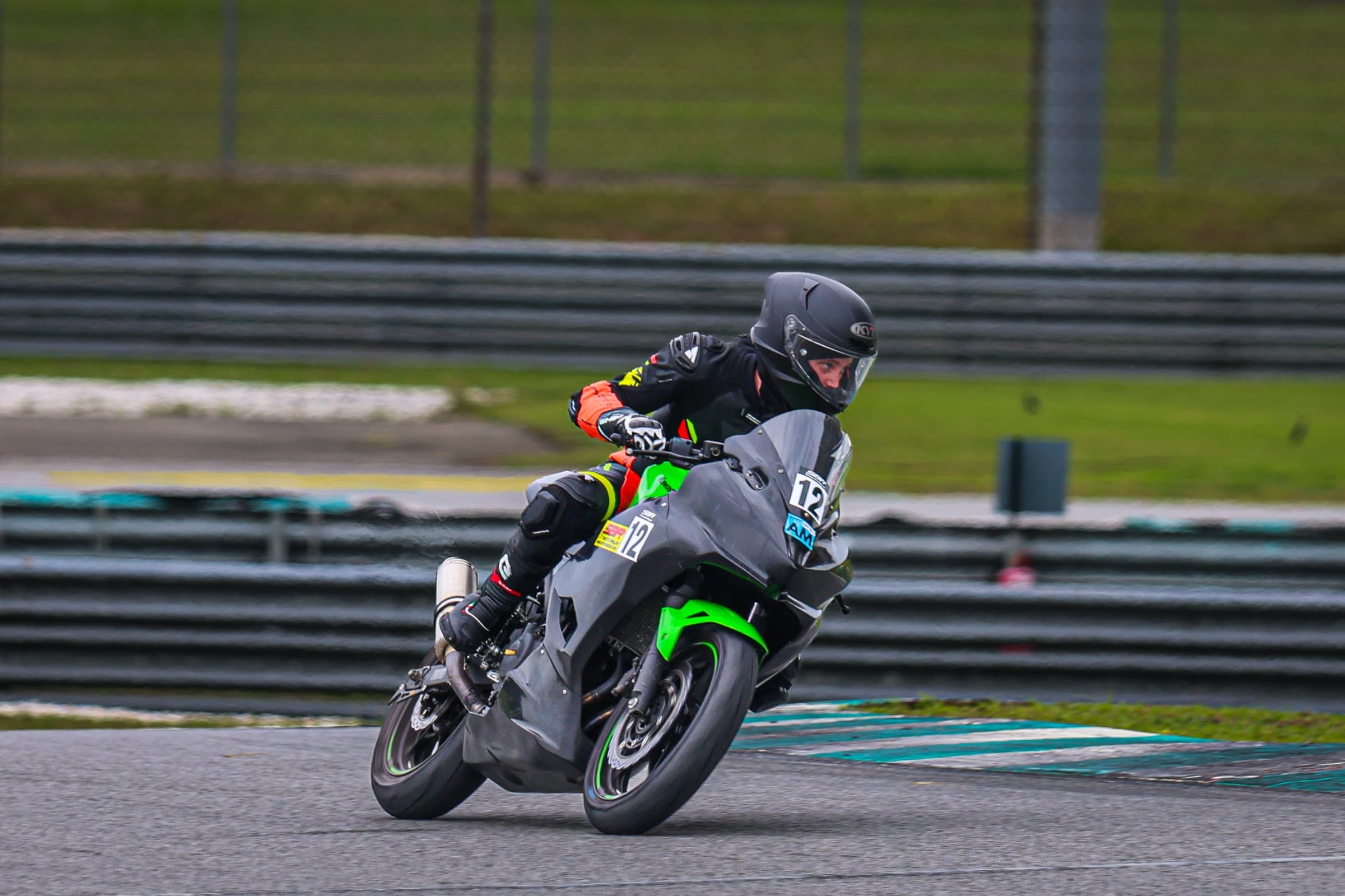 Rider on the racing line at speed