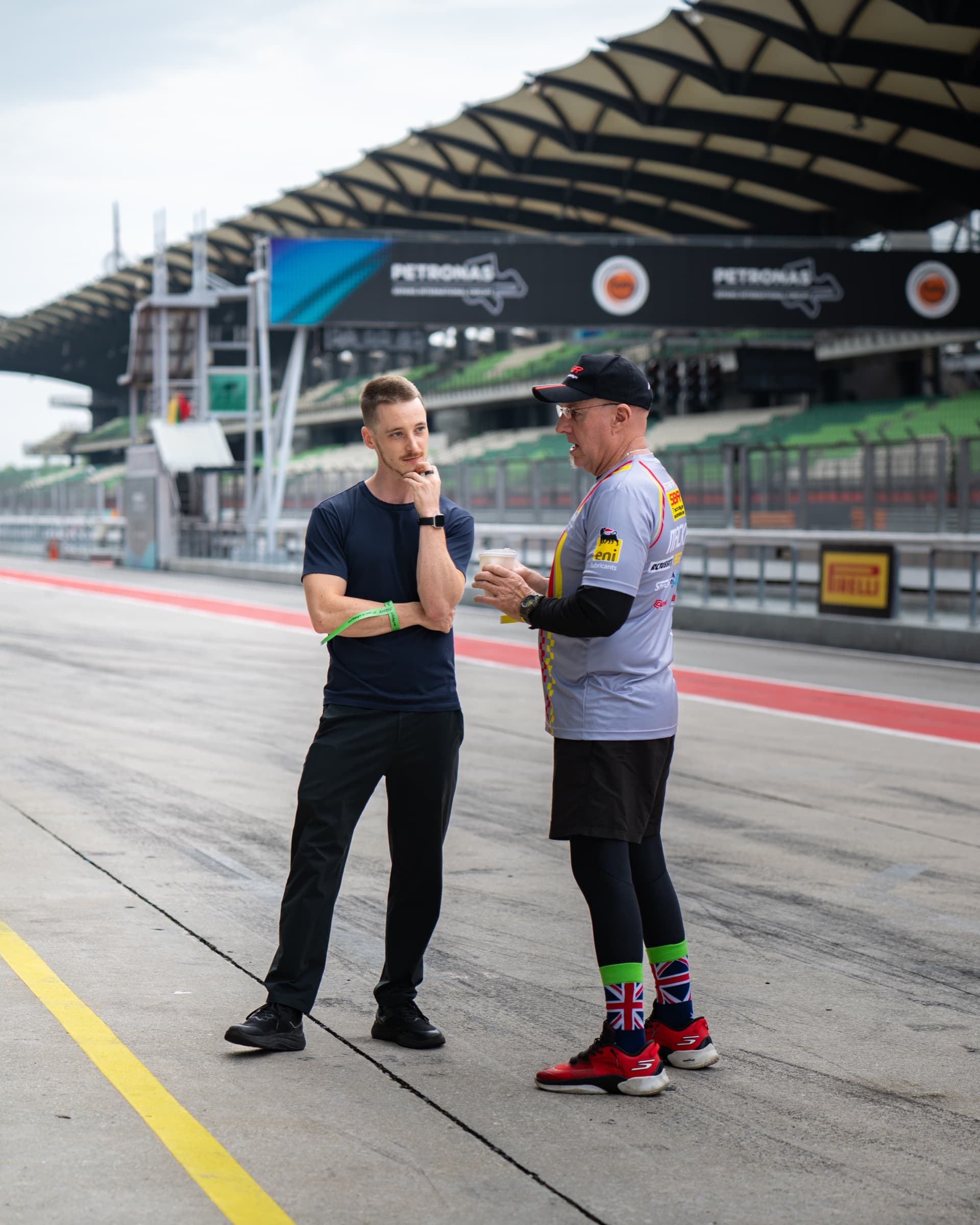 SBR track manager with a rider in the pits